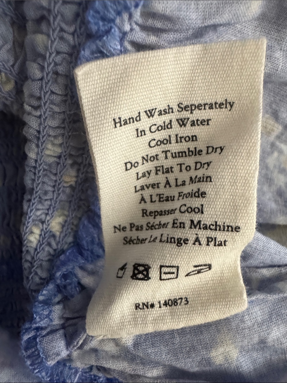 LoveShackFancy Belle Smocked Tie Straps Cotton Mini Dress Blue Jay Floral Print - Picture 12 of 13
